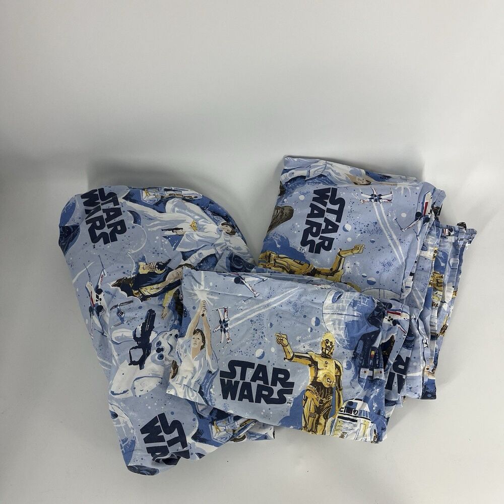 Pottery Barn Kids Cotton Star Wars Empire Strikes Back 3 pc Twin Sheet Set